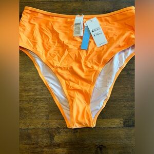 Neon orange high waist bikini bottom size L